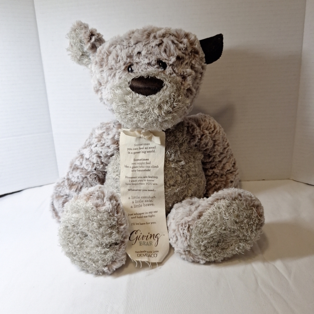 Demdaco Giving Collection Giving Bear Huggable Friendly Weighted Feet Soft 16"